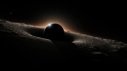 Enigmatic Moon and Crater Landscape