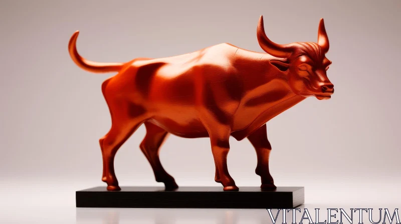 AI ART Metallic Bull 3D Rendering - Strength and Power Symbol