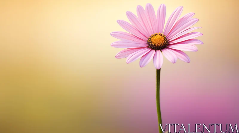 AI ART Pink Daisy with Yellow Center - Symbol of Innocence and Purity