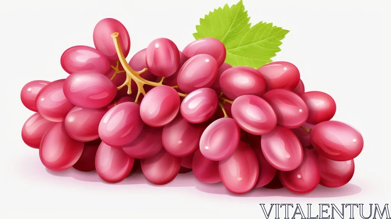 Pink Grapes Cluster with Green Leaves - Nature's Beauty AI Image