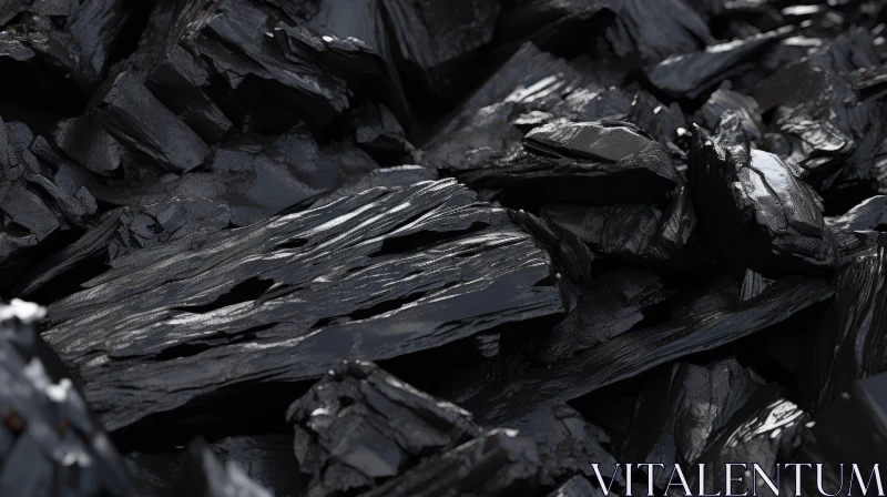 Shiny Wet Black Coal Texture AI Image