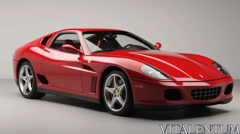 The Red Ferrari Sports Car in a Studio Room | Meticulously Rendered AI Image