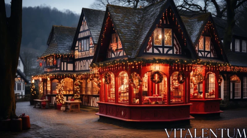 AI ART Winter Wonderland: Serene European Village Christmas Scene