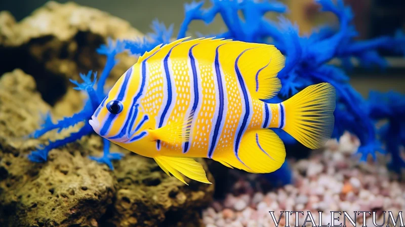 Yellow Tang Fish Swimming in Colorful Aquarium AI Image