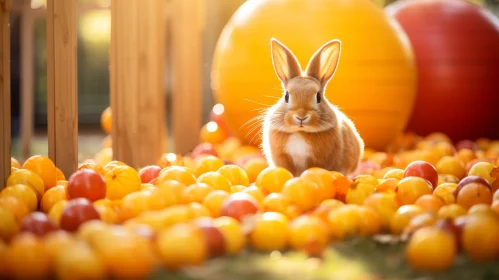 Brown Rabbit in Yellow and Red Balls