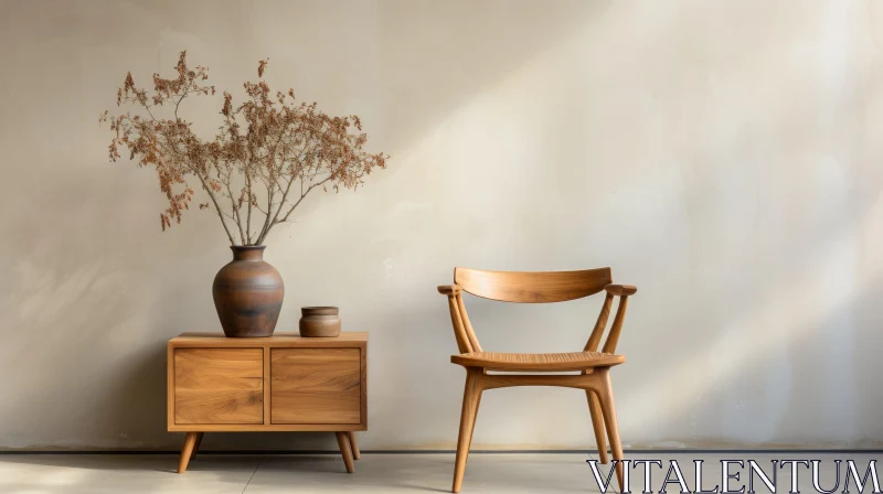 Cozy Wooden Furniture Room Scene AI Image