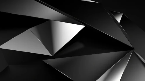 Monochrome Abstract 3D Polygonal Shapes Background