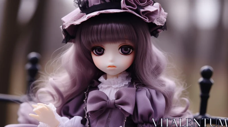 Purple-haired Doll in Forest AI Image