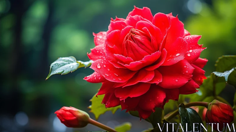 Red Rose in Bloom: Capturing Nature's Elegance AI Image
