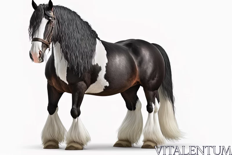 Black and White Clydesdale Horse in Zbrush Style | Stunning 3D Art AI Image