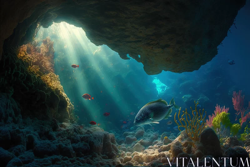 Colorful Coral Cave: A Serene Underwater Scene | Nature Photography AI Image