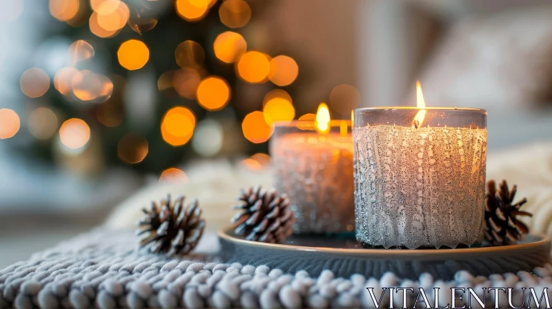 Cozy Candlelit Christmas Scene AI Image