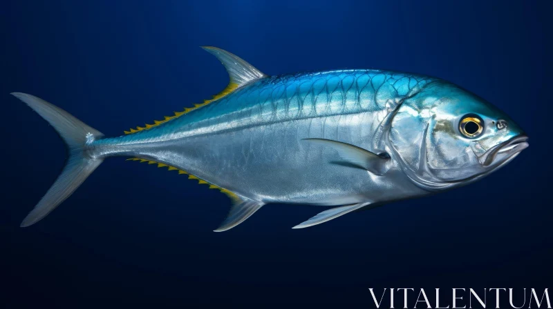 AI ART Realistic 3D Illustration of Dorado Fish in Deep Blue Ocean