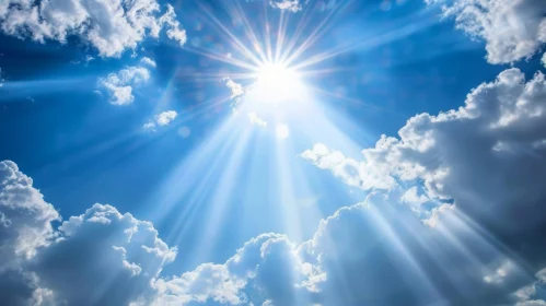 Sunlight and Bright Clouds in Blue Sky