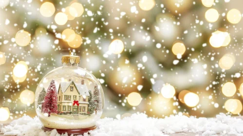 Christmas Ornament Miniature House Snowy Scene