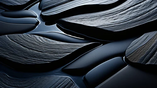 Dark Organic Abstract Composition on Liquid Surface