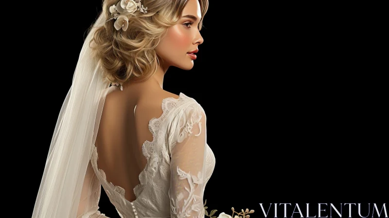 Elegant Wedding Dress Portrait AI Image