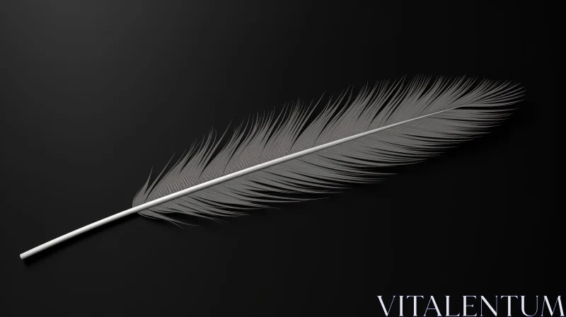 Elegant White Feather on Black Background AI Image