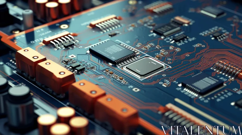 Intricate Electronic Circuit Board Close-up AI Image