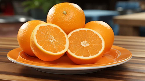 Ripe and Juicy Oranges on Plate - Food Photography