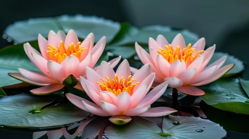Tranquil Water Lilies in Pond Close-Up