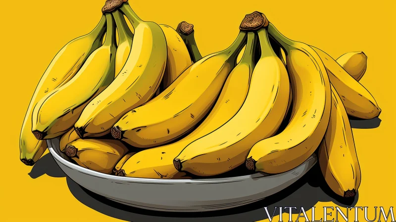 Yellow Bananas in Bowl Illustration AI Image