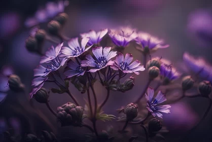 Captivating Purple Flowers on Dark Background | Surreal Naturalism