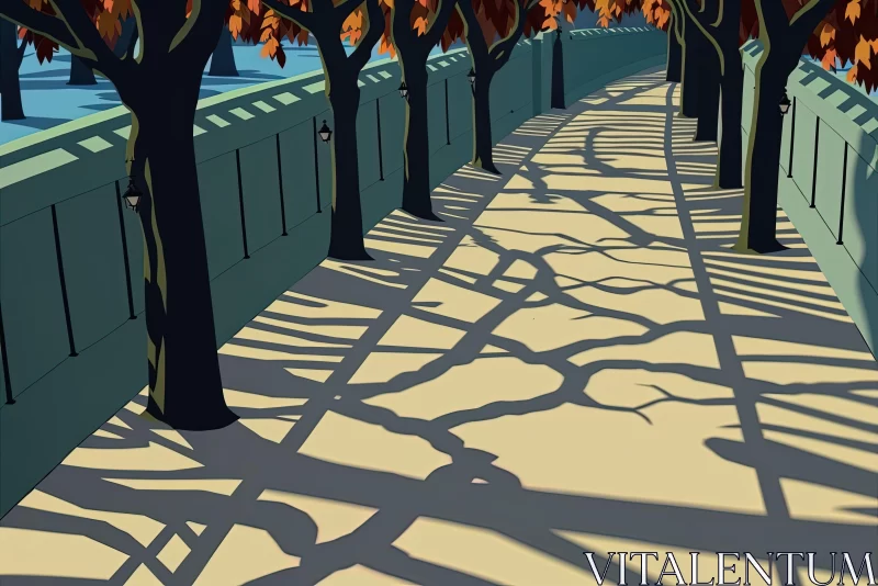 Captivating Shadows of a Tree: Cartoon Abstraction Inspired by Art Nouveau AI Image