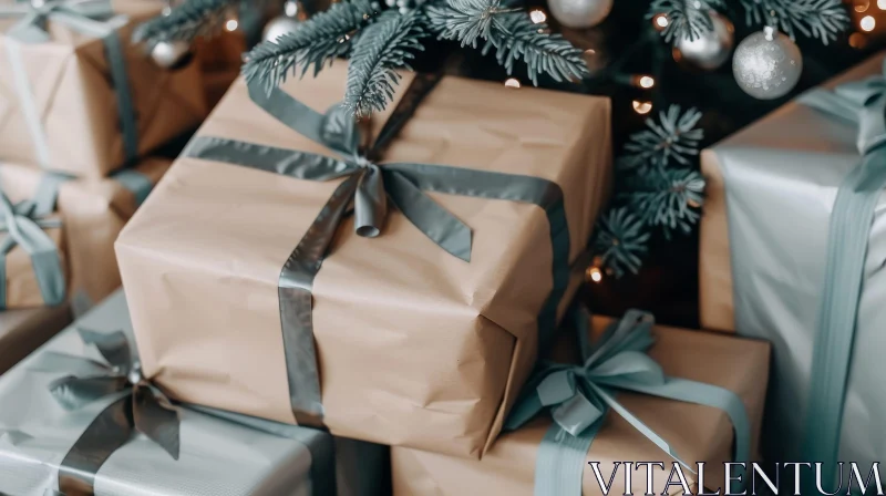 AI ART Christmas Presents under Decorated Tree