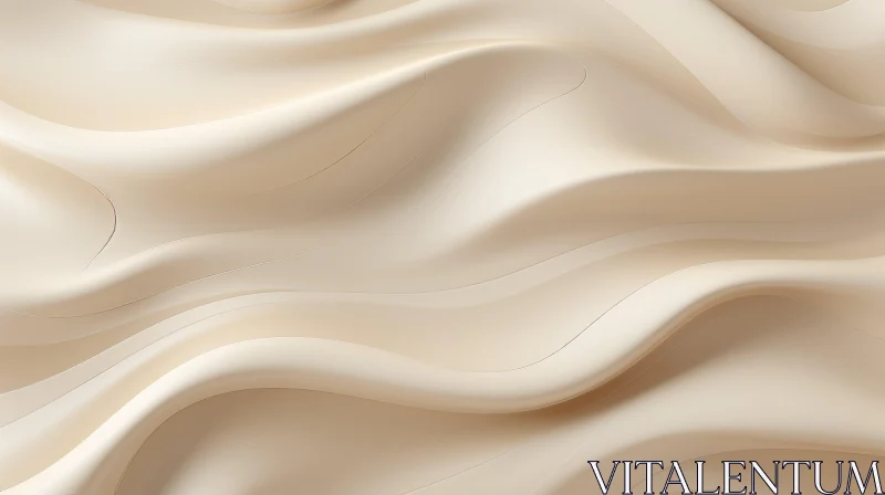 Cream Silk Fabric 3D Rendering - Textured Draped Design AI Image