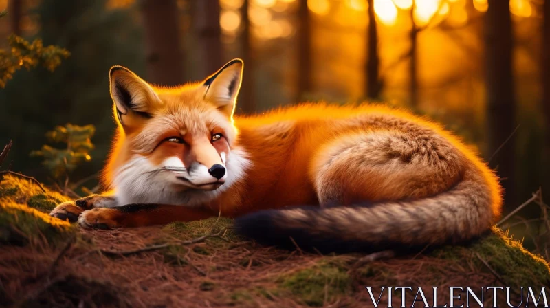 Majestic Red Fox in Forest - Curious Animal Photography AI Image