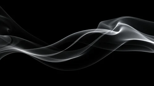 White Smoke Wave on Black Background