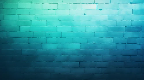 Blue-Green Gradient Brick Wall Background