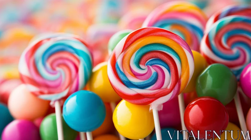 Colorful Lollipops and Bubble Gums Art Composition AI Image