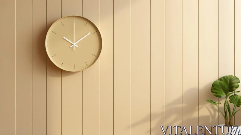 Elegant 3D Wall Clock Design on Beige Background AI Image