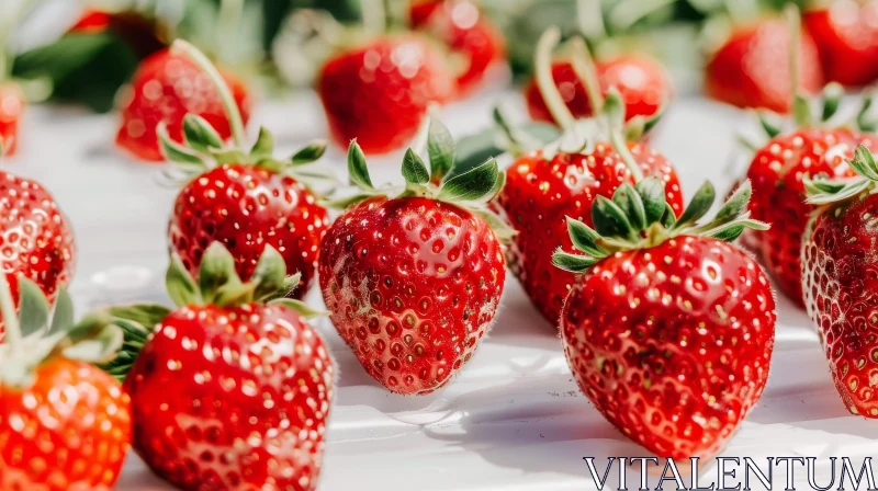 Fresh Red Strawberries on White Surface AI Image