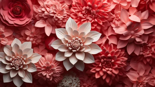 Pink and White Paper Flowers - Close-Up Floral Image