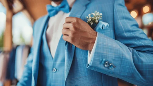 Stylish Man in Blue Suit for Formal Event