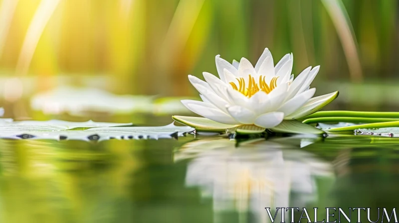 AI ART White Water Lily Flower Close-Up