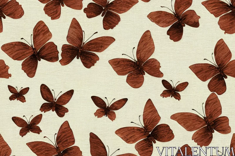 Brown and White Butterflies on Textured Background | Minimalist Illustrations AI Image