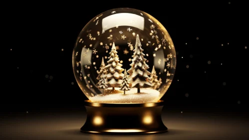 Golden Christmas Snow Globe in Night Sky