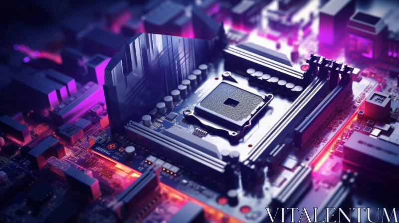 Detailed Computer Motherboard Close-up AI Image