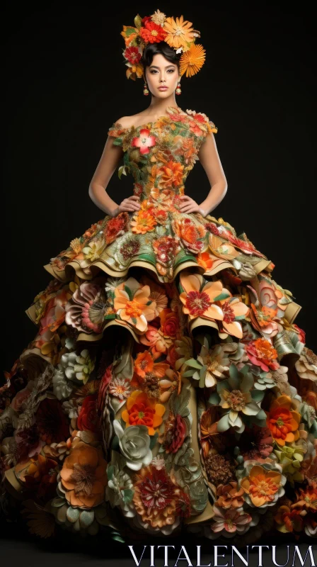 AI ART Floral-Inspired Woman Gown Portrait