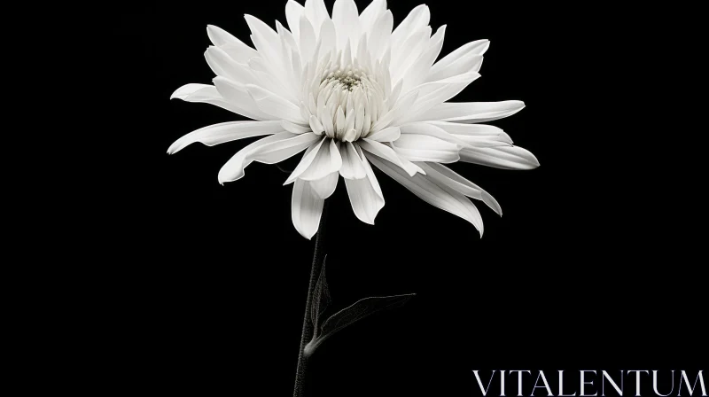 White Chrysanthemum Flower in Full Bloom - Monochrome Art AI Image