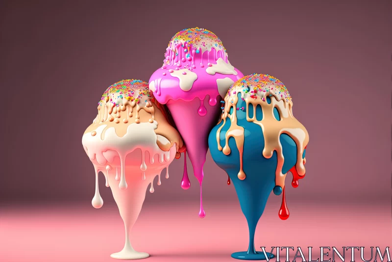 Bold and Colorful Ice Cream Compositions | Hyperrealistic Style AI Image