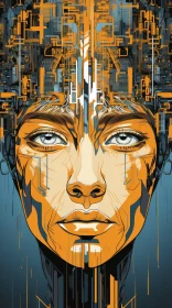 Cyborg Woman Portrait - Retro-Futuristic Aesthetic
