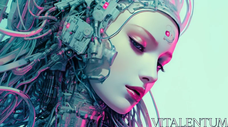 Futuristic Cybernetic Woman in White Bodysuit AI Image