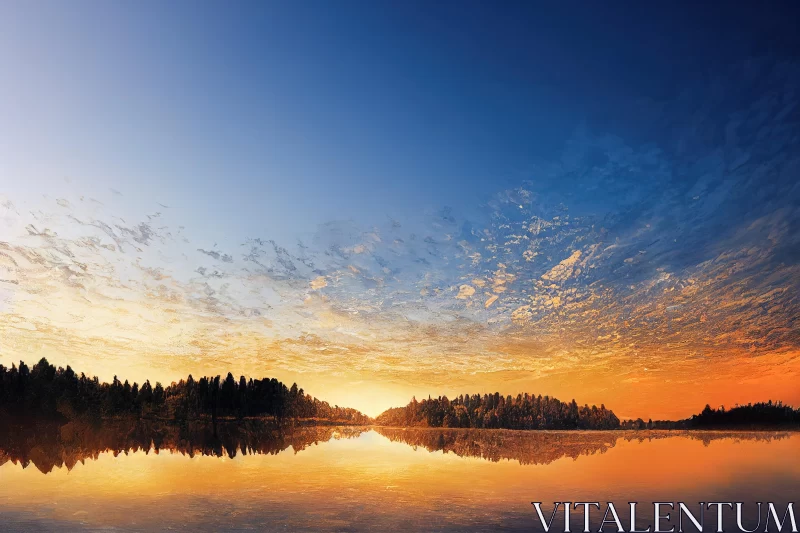 Enchanting Sunset Over a Serene Lake - Norwegian Nature AI Image