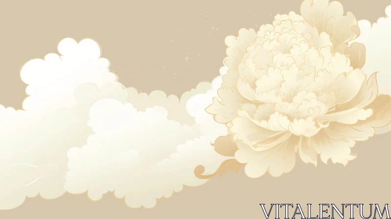 Ethereal Peony Flower Vector Illustration AI Image