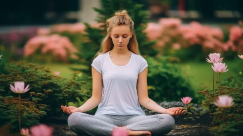 Serene Woman Practicing Yoga in Park